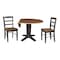 International Concepts 42 in. Solid Wood Round Drop Leaf Pedestal Table with 2 Dining Chairs in Hickory/Washed Coal K45-42DPT-23B-C2-2 - alternate 3